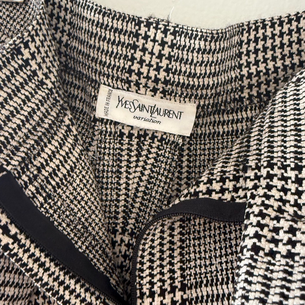 Yves Saint Laurent Houndstooth Blazer in Black and Cream
